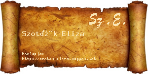 Szoták Eliza névjegykártya